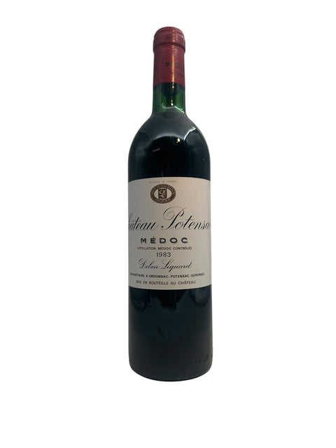 Pullo Chateau Potensac Delon 1983 punaviiniä