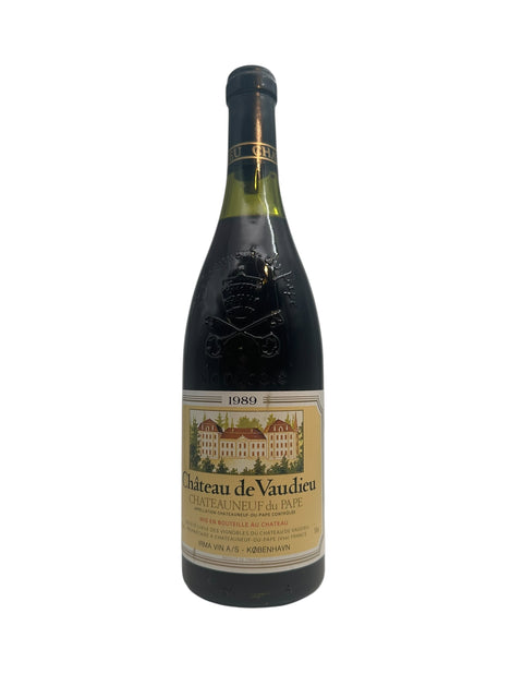 Pullo Châteauneuf-du-Pape Château de Vaudieu 1989 punaviiniä