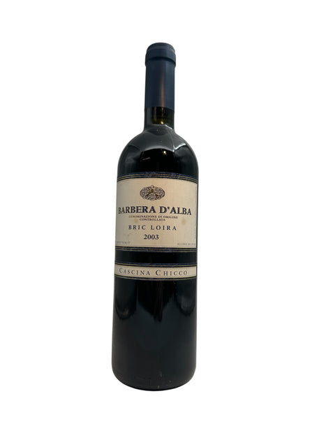 Pullo Barbera d'Alba Cascina Chicco 2003 punaviiniä