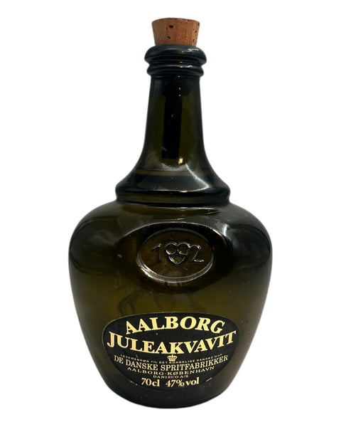 Aalborg Christmas Aquavit 1992 pullo rikas koristeellinen muotoilu
