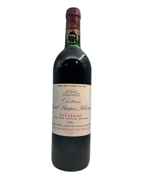 Pullo Château Haut-Bages Libéral 1991 -punaviiniä Bordeaux'sta