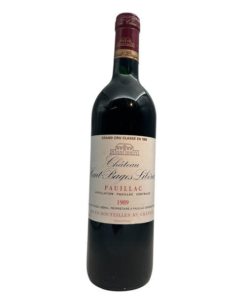 Pullo Château Haut-Bages Libéral 1989 punaviiniä