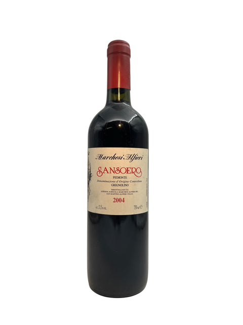 Pullo Sansoero Marchesi Alfieri 2004 punaviiniä Piemontesta