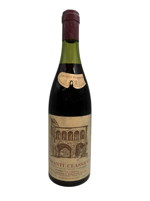 Pullo Chianti Classico Podere La Cappella 1979 punaviiniä