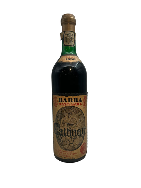 Pullo Gattinara Barra 1968 punaviiniä