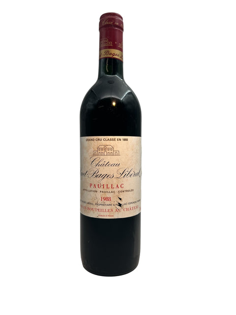 Pullo Pauillac Château Haut-Bages Libéral 1988 punaviiniä