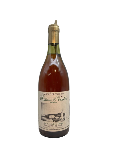 Pullo Blanc de Blancs Château St. Estève 1983 valkoviiniä