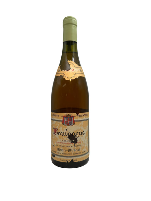 Pullo Burgundin valkoviiniä Domaine Michelotilta vuodelta 1990