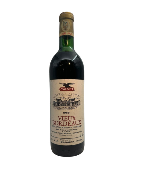 Pullo Vieux Bordeaux Calvet 1965 punaviiniä