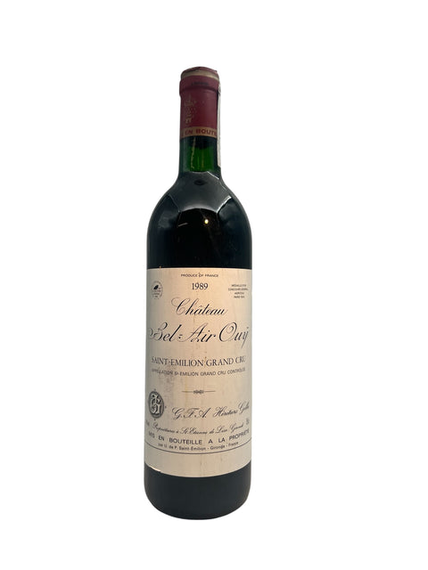 Pullo Château Bel-Air Ouÿ 1989 Saint-Émilion Grand Cru -punaviiniä