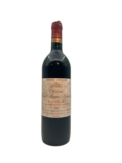 Pullo Château Haut-Bages Libéral 1988 punaviiniä