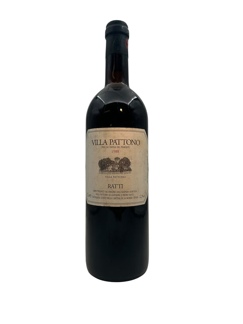 Pullo Villa Pattono Ratti 1988 punaviiniä Piemontesta