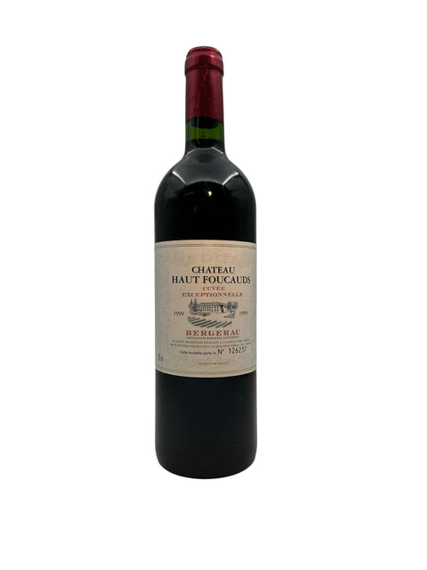 Pullo Cuvée Exceptionnelle Château Haut Foucaudin vuoden 1999 punaviiniä