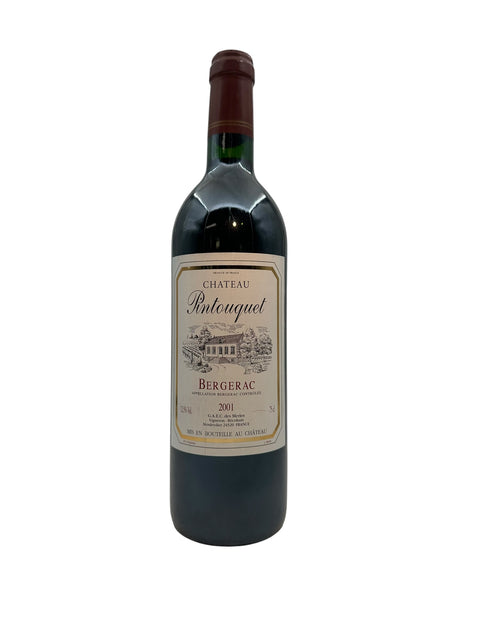 Pullo Bergerac Chateau Pintouquet 2001 punaviiniä