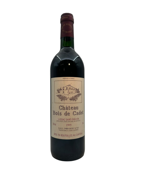 Pullo Château Bois de Cadet 1995 punaviiniä