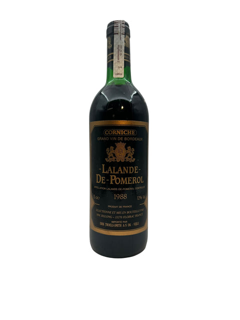 Pullo Lalande-de-Pomerol Cornichea vuodelta 1988