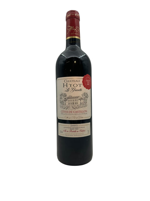 Pullo Château Hyot 2003 punaviiniä Côtes de Castillonista