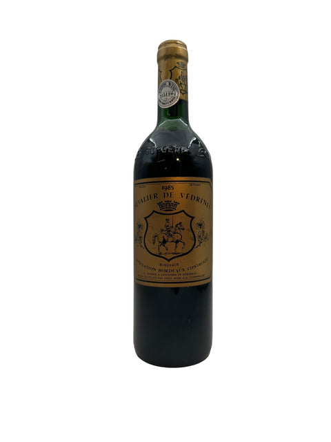 Kuva Chevalier de Védrinen vuoden 1985 punaviinistä Bordeaux'sta.