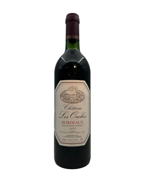 Pullo Château Les Ouches 1998 Bordeaux-punaviiniä