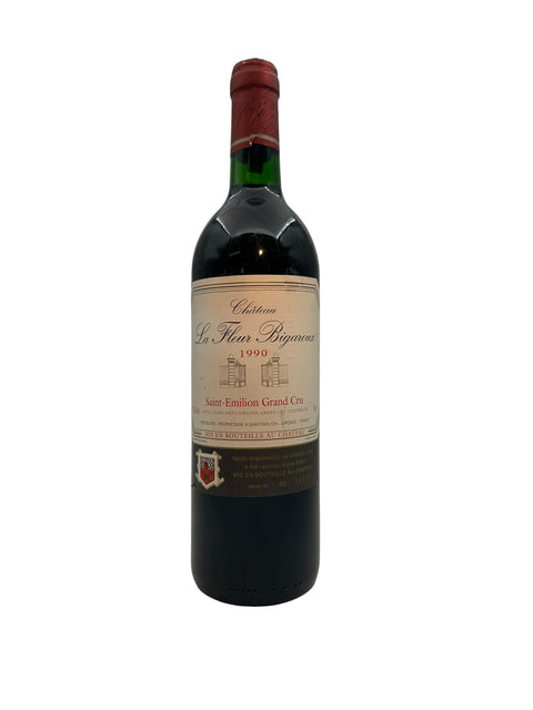Pullo La Fleur Bigaroux Château 1990 punaviiniä