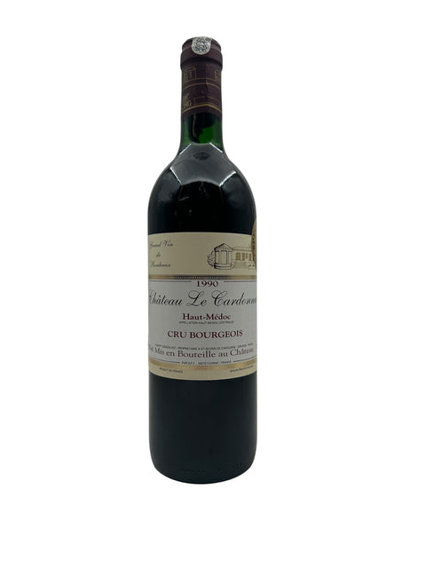 Pullo Château Le Cardonnel 1990 punaviiniä