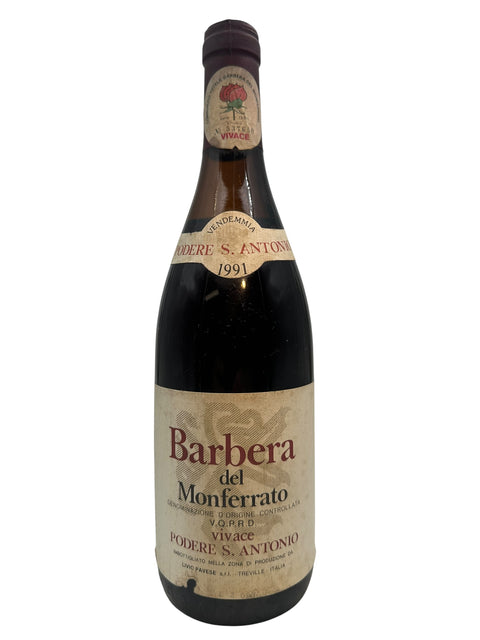 Pullo Barbera del Monferrato Podere S. Antonio 1991 punaviiniä