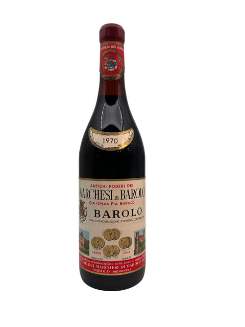 Pullo Barolo Marchesi di Barolo 1970 punaviiniä