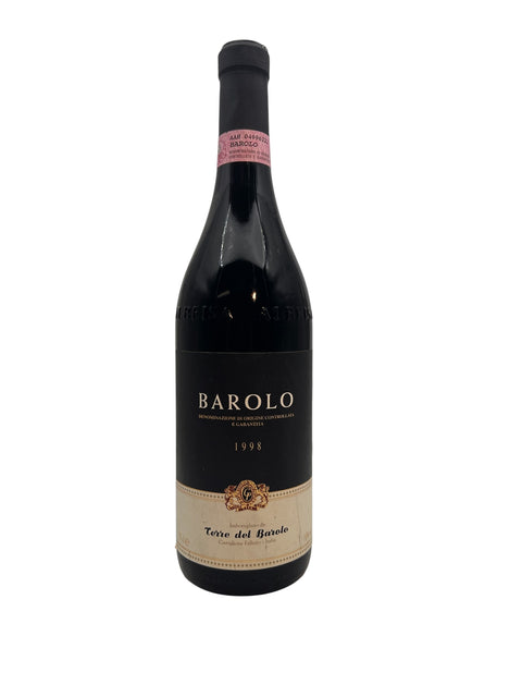 Pullo Barolo Terre del Barolo 1998 punaviiniä