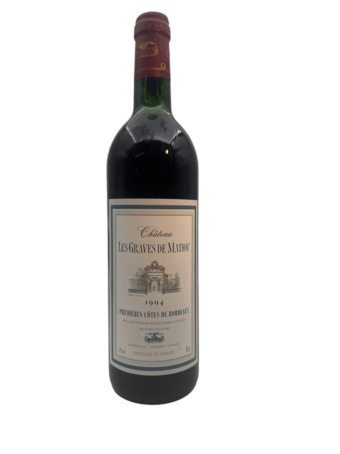 Pullo Château Les Graves de Maimou 1994 punaviiniä