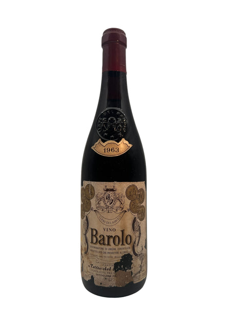 Pullo Baroloa vuodelta 1963 Terre del Barolosta