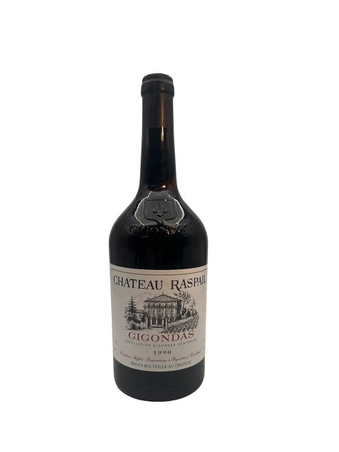 Pullo Gigondas Chateau Raspail 1990 punaviiniä